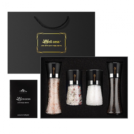 쉐프의 소금 웰세스 WG-245H 히말라야 핑크솔트 히말라야 핑크소금 화이트솔트 화이트소금 허브솔트 블랙페퍼 통후추 그라인더 명절선물 근로자의날 창립기념 기념품 답례품 소금선물세트 #2