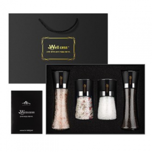 쉐프의 소금 웰세스 WG-245H 히말라야 핑크솔트 히말라야 핑크소금 화이트솔트 화이트소금 허브솔트 허브소금 블랙페퍼 통후추 그라인더 명절선물 근로자의날 창립기념 기념품 답례품 소금선물세트