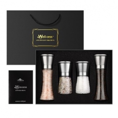 쉐프의 소금 웰세스 WG-245SH 히말라야 핑크솔트 히말라야 핑크소금 화이트솔트 화이트소금 허브솔트 블랙페퍼 통후추 그라인더 명절선물 근로자의날 창립기념 기념품 답례품 소금선물세트