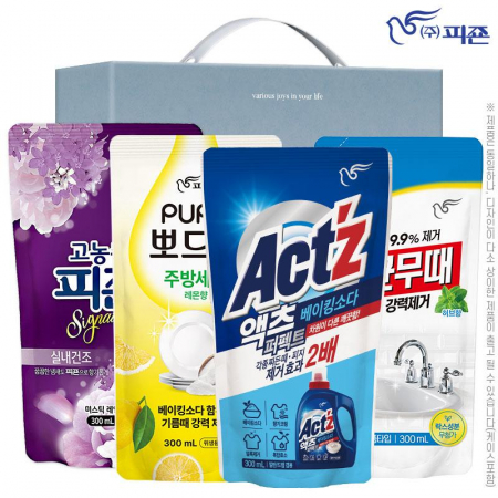 피죤 리치퍼퓸 섬유유연제 + 뽀드득 주방세제 + 액츠 액체세제 + 무균무때 (4종) #2