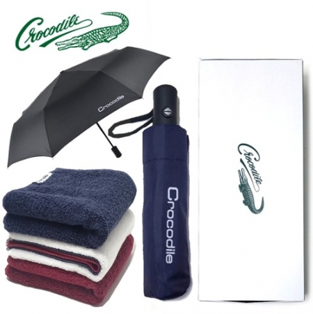 크로커다일 3단 자동 솔리드 우산 + 수피아 40수 타올 220g 우산타올세트 #2
