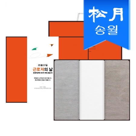 [송월타올] 뉴컬러무지 3매 선물세트(쇼핑백) 기념수건 답례품, 근로자의 날 기념선물 #2
