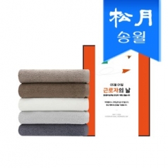 [송월타올] 뉴컬러무지 2매 선물세트(쇼핑백) 기념수건 답례품, 근로자의 날 기념선물