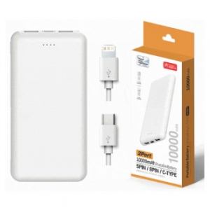 J77 프라임 2포트 10000mAh 보조배터리 C타입 8핀 케이블 포함 인쇄무료