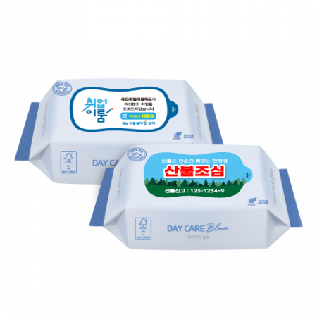 데이케어 블루 생분해물티슈 블루 30매(플레인) FSC인증원단 녹색비닐인증 #2