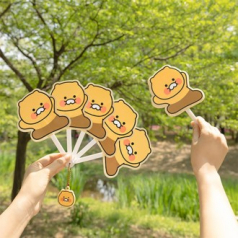 캐릭터 접이식 부채 노랑