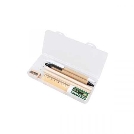 해피 문구세트 8종 [케이스 에코볼펜 에코샤프 연필2p 연필깍이 지우개 나무자] 312 #2