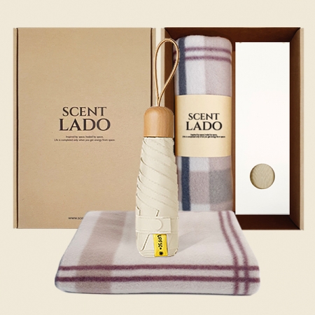 [센트라도] 패턴 담요 + 캡슐우드 5단 우양산 세트 #3