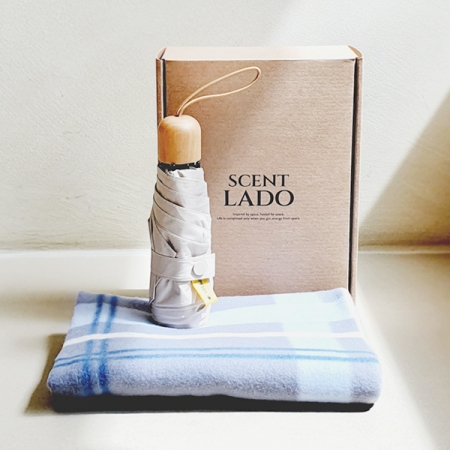 [센트라도] 패턴 담요 + 캡슐우드 5단 우양산 세트 #2