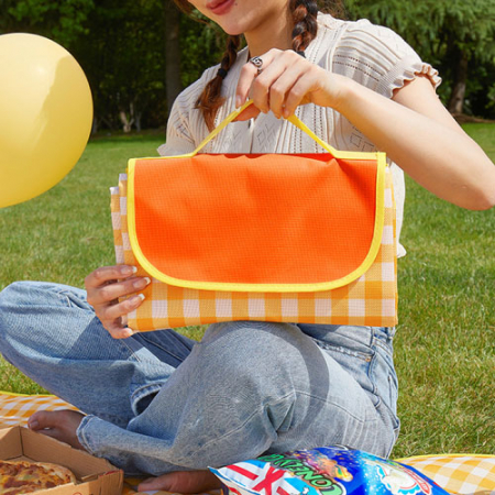 체크 부직포 휴대용 방수매트 200x200cm #2