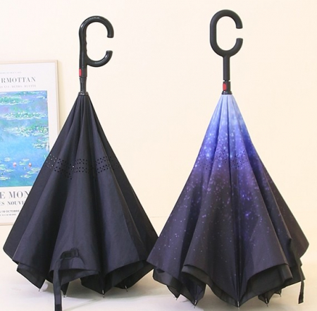 핸즈프리 반전우산 2중 원단 뒤집힘방지 에어홀 거꾸로우산 장우산 판촉물 사은품 답례품 큰우산 장우산 #2
