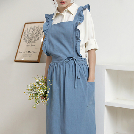 룩앳걸 프릴 주방 앞치마, 스타일리쉬 바리스타 원피스형 앞치마 #5