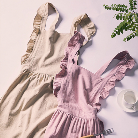 룩앳걸 프릴 주방 앞치마, 스타일리쉬 바리스타 원피스형 앞치마 #3