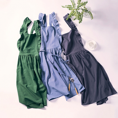 룩앳걸 프릴 주방 앞치마, 스타일리쉬 바리스타 원피스형 앞치마 #2