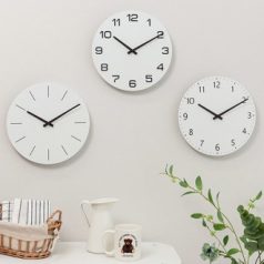 무소음 심플 세이프 우드 벽시계 280