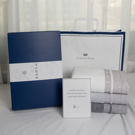 [송월타올] 뱀부얀 격자세면 타올 2매세트(CM)쇼핑백(CM)(띠지+감사장) 조문 답례품 #3