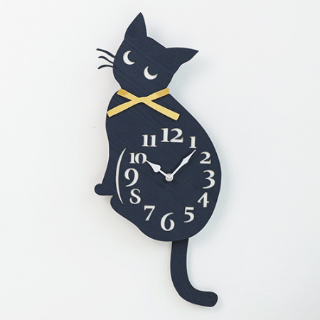 노랑 리본 고양이 벽시계 #2