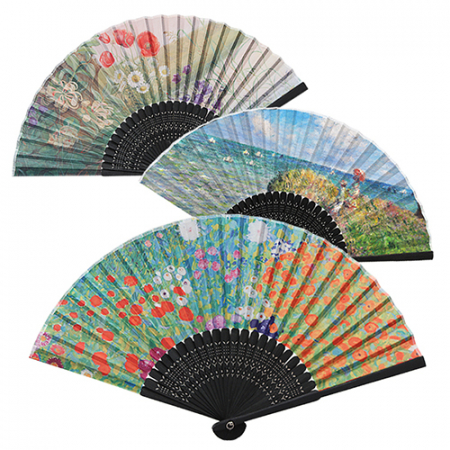 오죽 실크천 흑선 기성 전통부채 #3