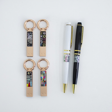 나빌레라 LED 자개스틱 USB 금장띠 볼펜세트 한글문양(8G~32G) #3