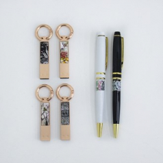 나빌레라 LED 자개스틱 USB 금장띠 볼펜세트 전통문양(8G~32G)