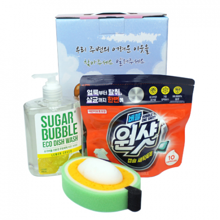 슈가버블 주방세제 470ml + 버블원샷 캡슐 세제 + 과일수세미 3종 케이스선택 #2