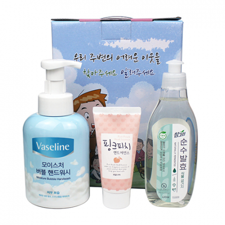 바세린 버블 핸드워시 500ml + 과일나라 핸드에센스 80g + 참그린 주방세제 300g 3종세트 케이스선택 #2