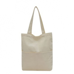 포켓 무지 캔버스백 중형