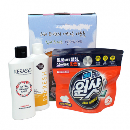 케라시스 샴푸 180ml + 샤워메이트 바디워시 180ml + 버블원샷 캡슐세제 3종(어려운이웃 케이스 변경 가능) #2