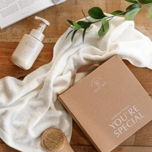 퓨어센스 포근한 국내생산 순면 고급수건 150, 170g + 라라비건 퍼퓸 핸드워시 300ml 선물세트