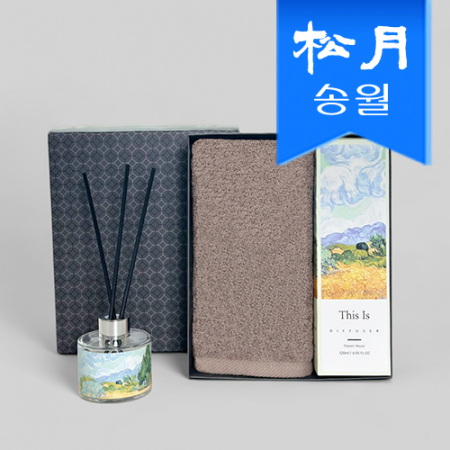프리미엄 디퓨져 수건 답례품 명화A(디퓨져 120ml1+뉴컬러무지 타올 1) 선물세트 단체선물 기념선물 #2