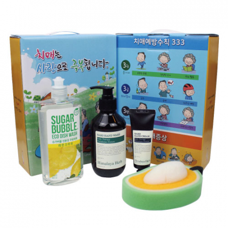 슈가버블 주방세제 용기 280ml + 과일수세미+ 나드 핸드워시 + 나드 핸드크림 4종세트 #2