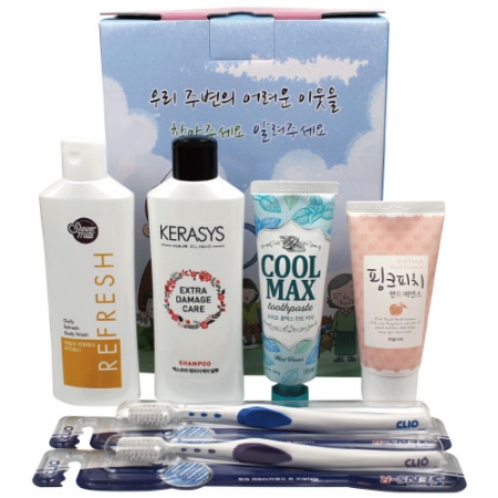 어려운이웃 센스이중 미세포 칫솔 + 쿨맥스 치약 + 샤워메이트 바디워시 + 케라시스 샴푸+과일나라 핸드에센스 6종세트 케이스 이미지 변경가능 #2