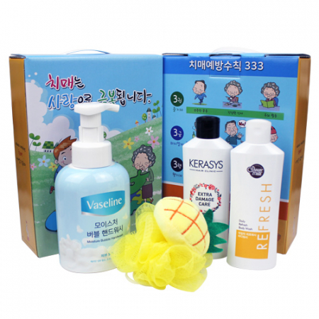 바세린 버블 핸드워시 + 케라시스 샴푸 + 샤워메이트 바디워시 + 과일 샤워스폰지 샤워볼 4종 치매예방 케이스 변경가능 #2