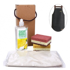 방수 앞치마 + 슈가버블 주방세제 + 양면 떡수세미 4종세트