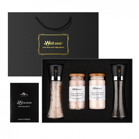 웰세스 그라인더 선물세트 WG-244P, 히말라야 핑크솔트 히말라야핑크소금 히말라야솔트 블랙페퍼 통후추 그라인더 리필소금 명절선물 기념품 답례품 근로자의날 창립기념 소금선물세트 #2
