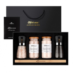 웰세스 그라인더 선물세트 WG-205P, 히말라야핑크솔트 히말라야핑크소금 히말라야솔트 블랙페퍼 통후추 그라인더 리필소금 명절선물 추석선물 기념품 답례품 근로자의날 창립기념 소금선물세트
