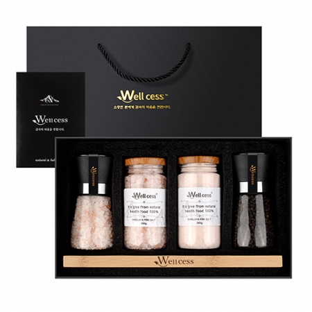 웰세스 그라인더 선물세트 WG-205P, 히말라야 핑크솔트, 히말라야 핑크소금, 히말라야 솔트 블랙페퍼 통후추 그라인더 리필소금 명절선물 기념품 답례품 근로자의날 창립기념 소금선물세트 #2