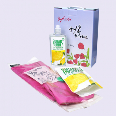 양손 고무장갑 + 슈가버블 주방세제 용기 + 리필 3종세트 #2