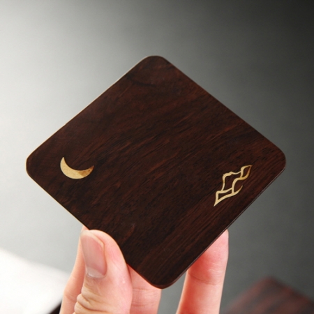 CJ608 에코키친 오리엔탈 손님접대용 금동 장식 흑단 다도 컵받침 #2