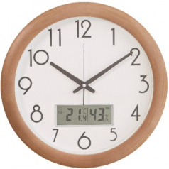 무소음 원목 온습도 벽시계 380