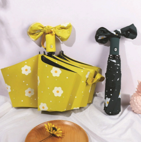 튼튼한 암막 데이지 자동 접이식 3단 우산 #3