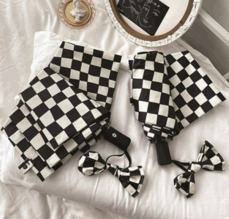 체크무늬 암막 3단 자동 우산, 튼튼한 체크무늬 암막 접이식 예쁜 3단 자동 우산 #2