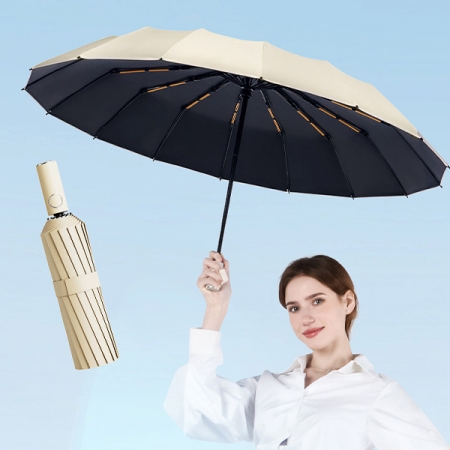 포유렐라 태풍 폭풍우 전용 튼튼한 32살대 암막 접이식 3단 자동 우산 #3