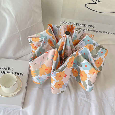 오렌지 플라워 3단 자동 양산 초경량 암막 미니 우양산 양우산 우산 #4