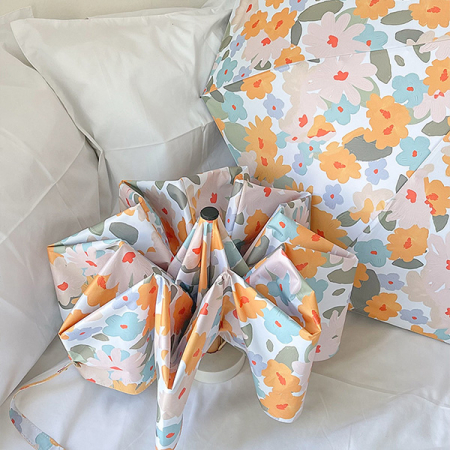 오렌지 플라워 3단 자동 양산 초경량 암막 미니 우양산 양우산 우산 #5