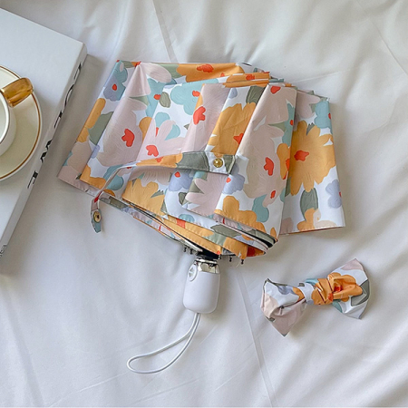 오렌지 플라워 3단 자동 양산 초경량 암막 미니 우양산 양우산 우산 #6