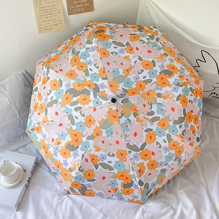 오렌지 플라워 3단 자동 양산 초경량 암막 미니 우양산 양우산 우산 #3