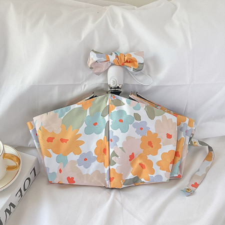 오렌지 플라워 3단 자동 양산 초경량 암막 미니 우양산 양우산 우산 #2