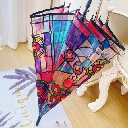 홀로그램 피카소 우산 오로라 투명 비닐 장우산, 튼튼한 비닐 장우산 #6