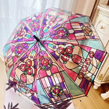 홀로그램 피카소 우산 오로라 투명 비닐 장우산, 튼튼한 비닐 장우산 #3
